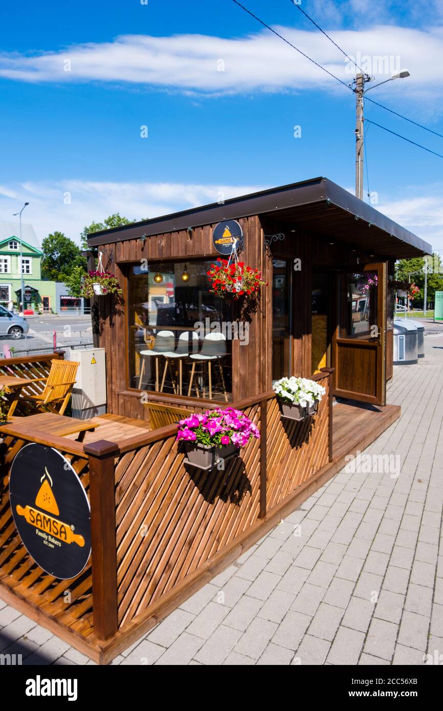 Ssamsa, Georgian pie shop, Balti Jaam, railway station, Kalamaja, Tallinn, Estonia Stock Photo