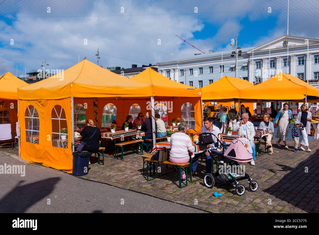 Cafe, Kauppatori, central market square, Helsinki, Finland Stock Photo