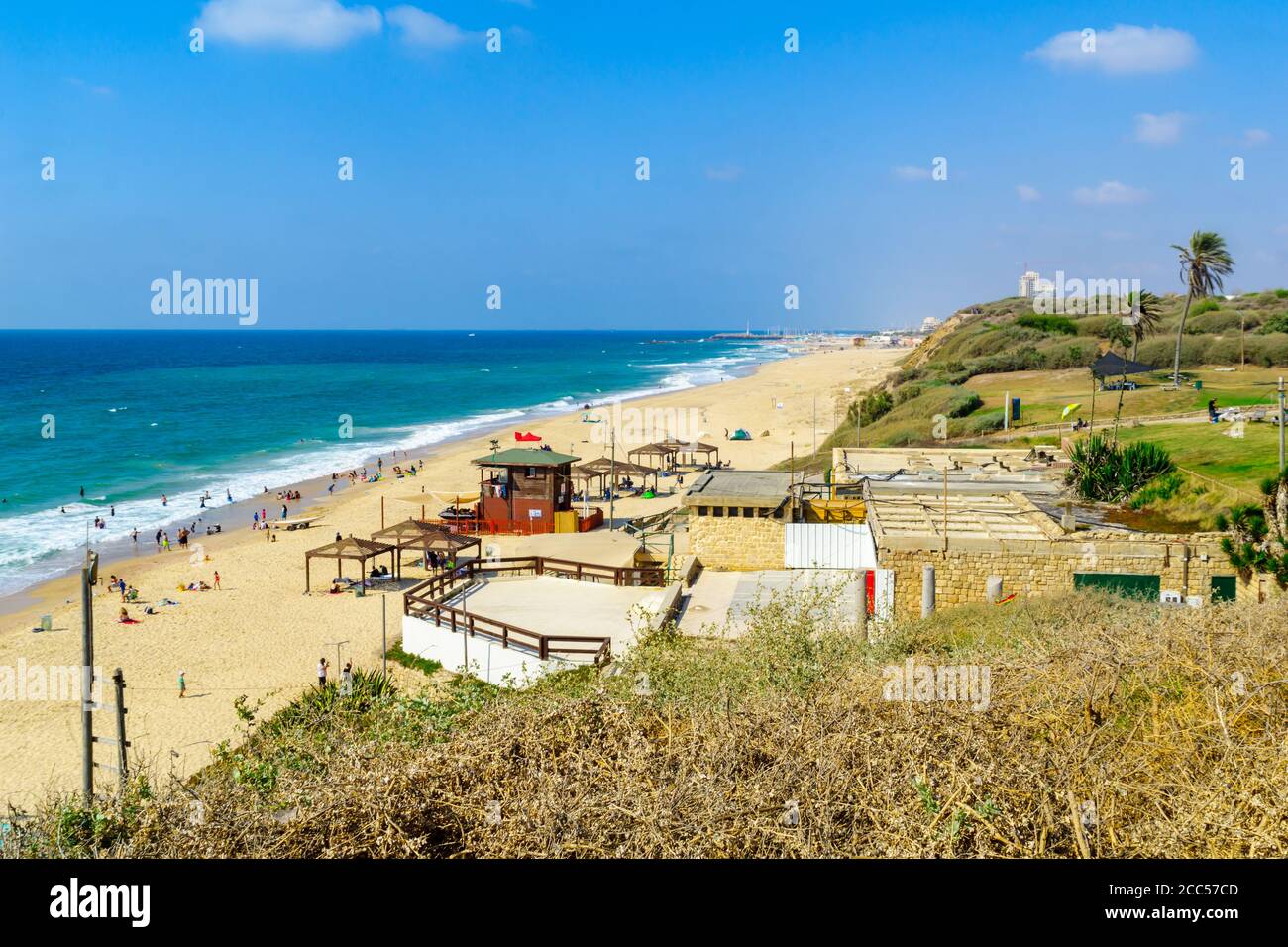 ASHKELON, ISRAEL - SEPTEMBER 10, 2017: View on Public Beach on