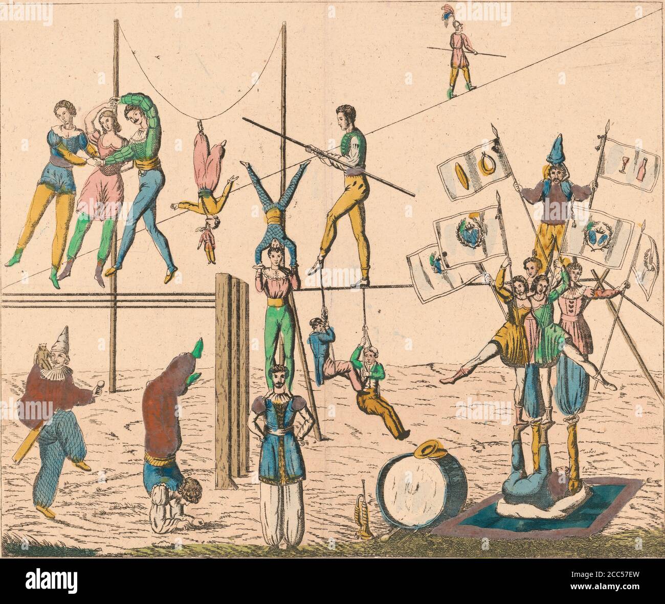 Circus Act in a ancient Print Stock Photo