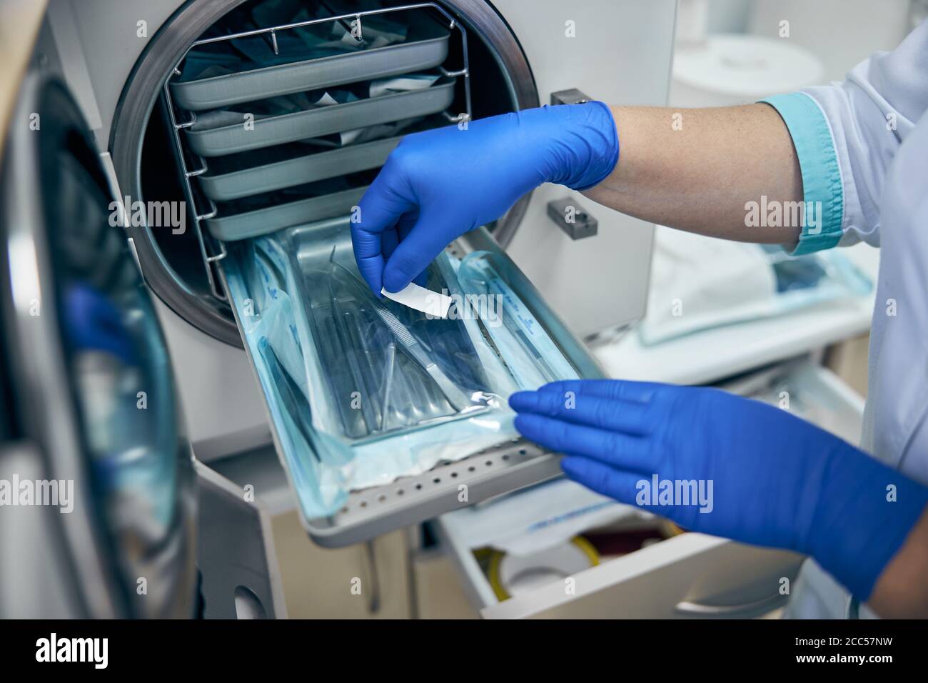 Sterilizing equipments in modern machine in medical clinic Stock Photo