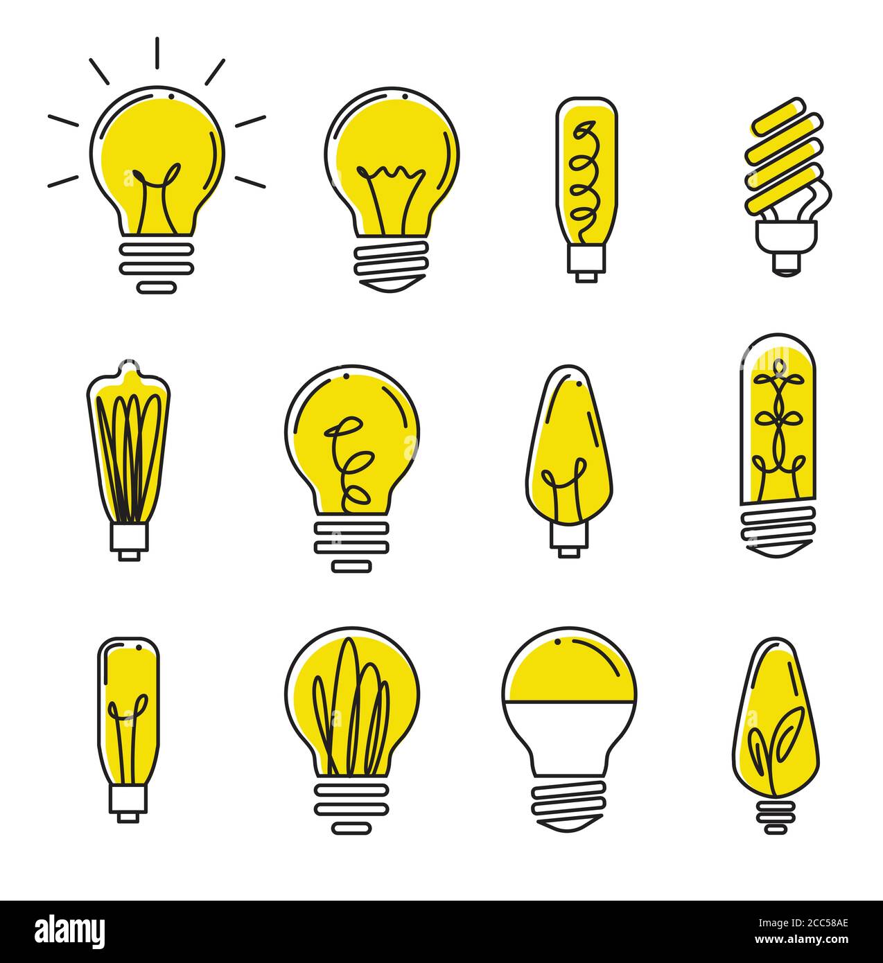 Vector bulb icons set. Vector illustration design elemetns Stock Vector ...