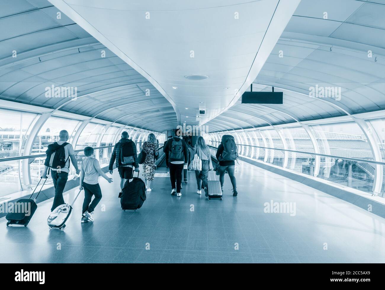 Manchester Airport skylink walkway connecting Terminals 1 and 2 and