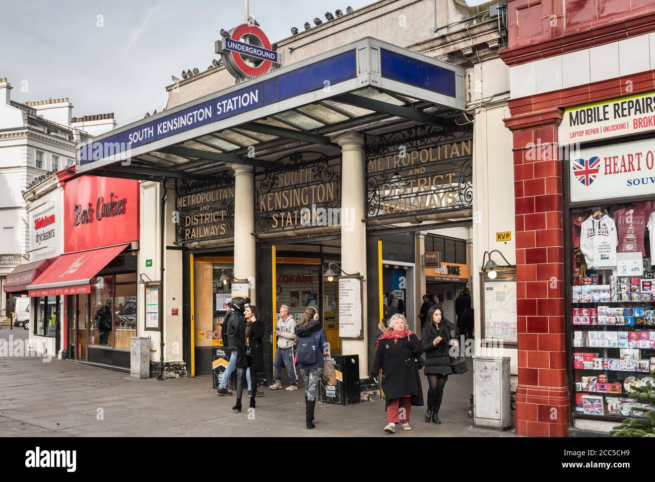Entrance to South Kensington tube station, London, UK Stock Photo Alamy