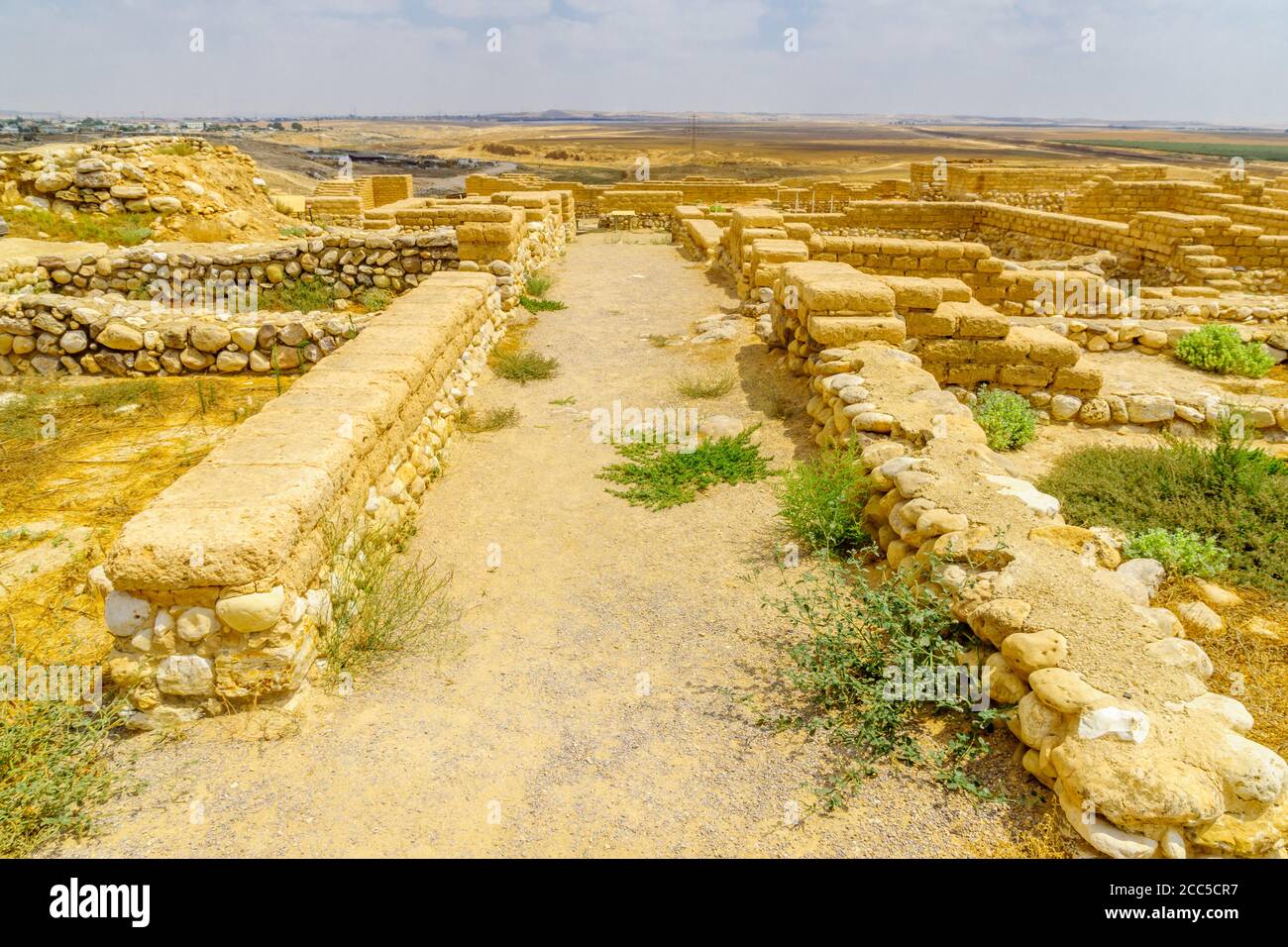 View of Tel Beer Sheva archaeological site, believed to be the remains of the biblical town of Beersheba. Now a UNESCO world heritage site and nationa Stock Photo