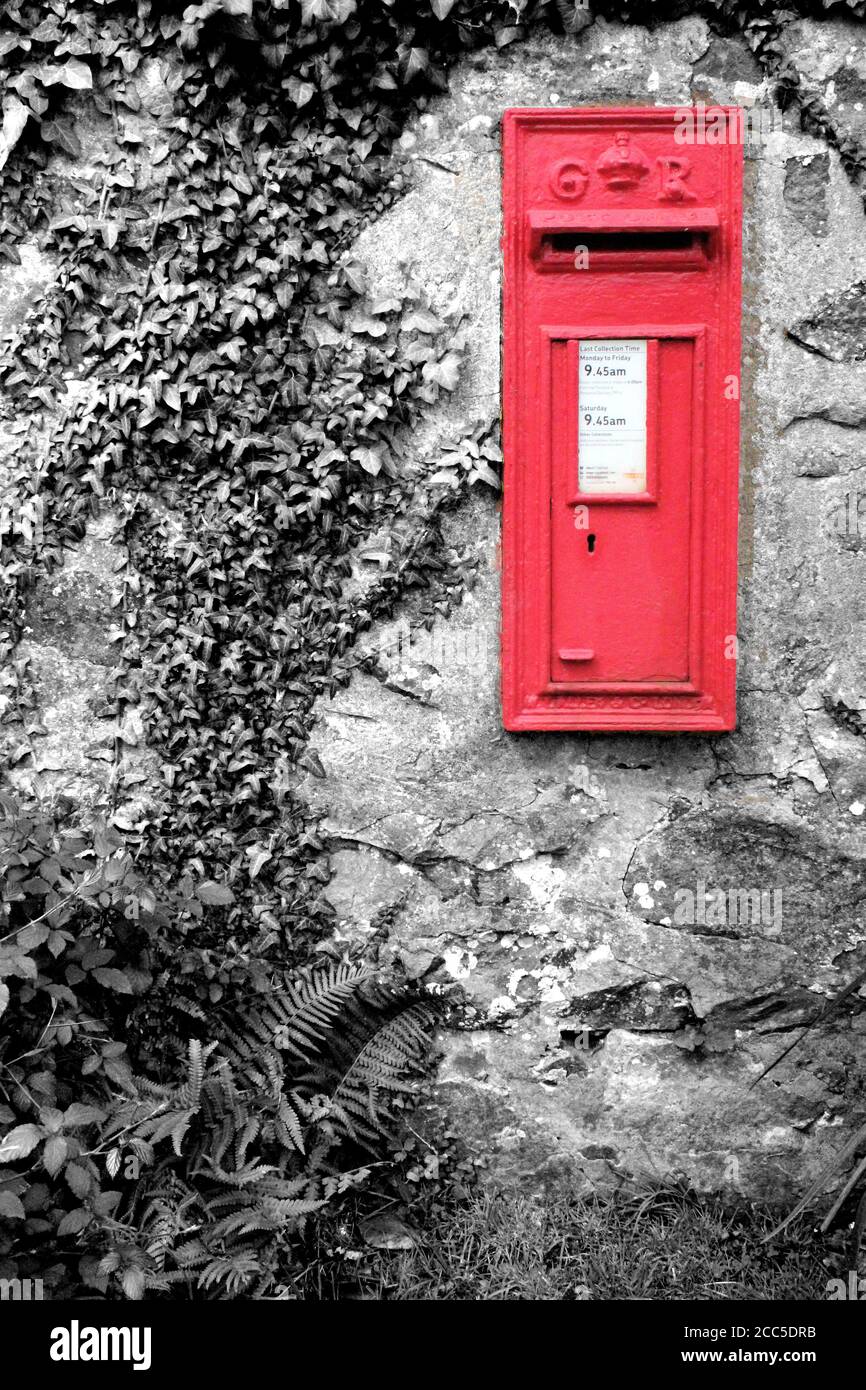 Red letterbox black and white background Stock Photo