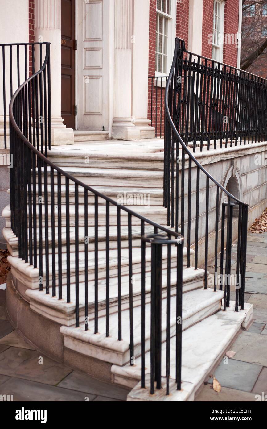 Early american stone stairway in Philadelphia's historic section. Stock Photo