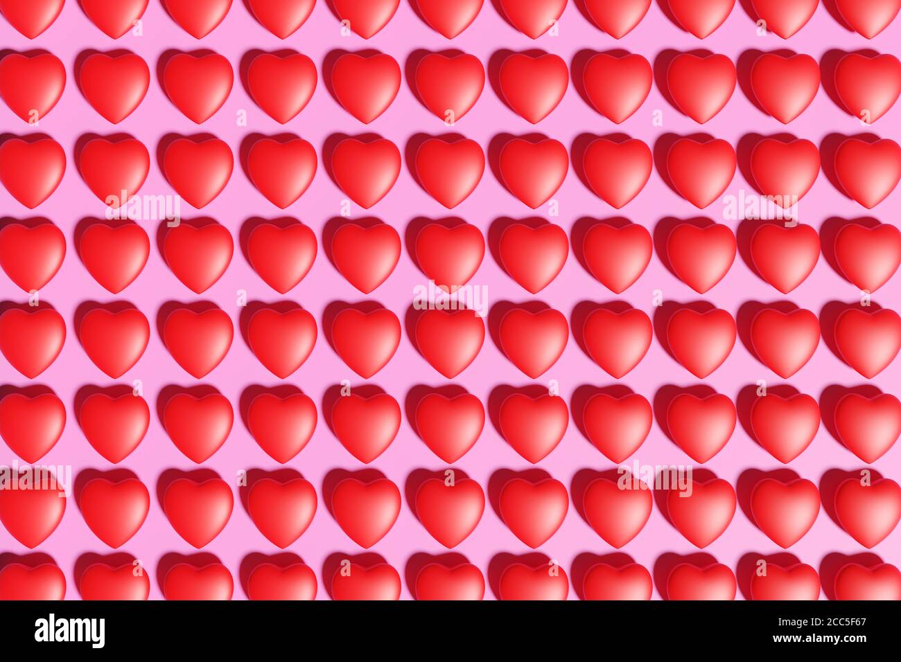 Red hearts pattern on a pink background. 3d illustration Stock Photo ...