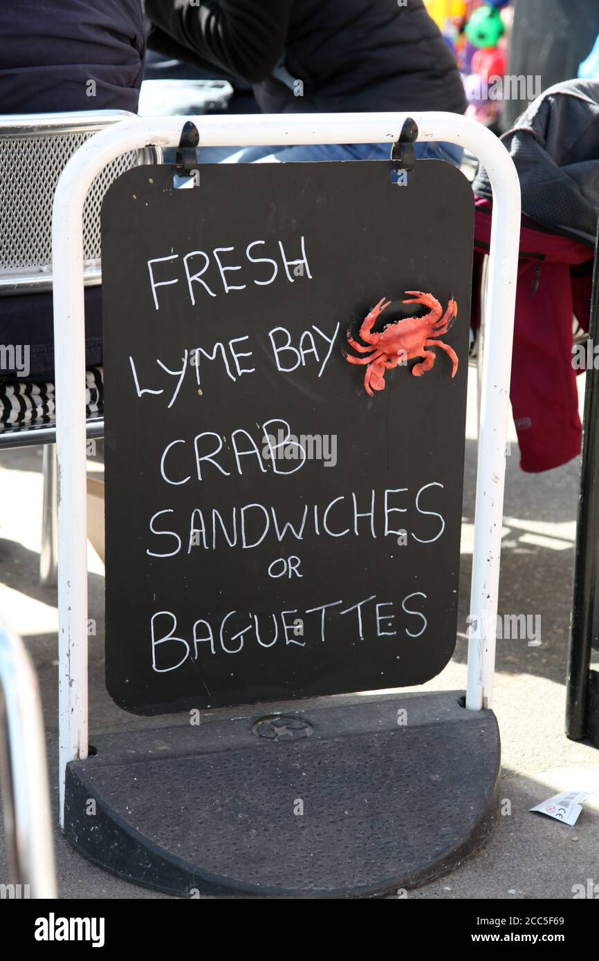 Lyme Bay Fish Bar, Fresh Crab Sandwiches, Lyme Regis, 2019 Stock Photo