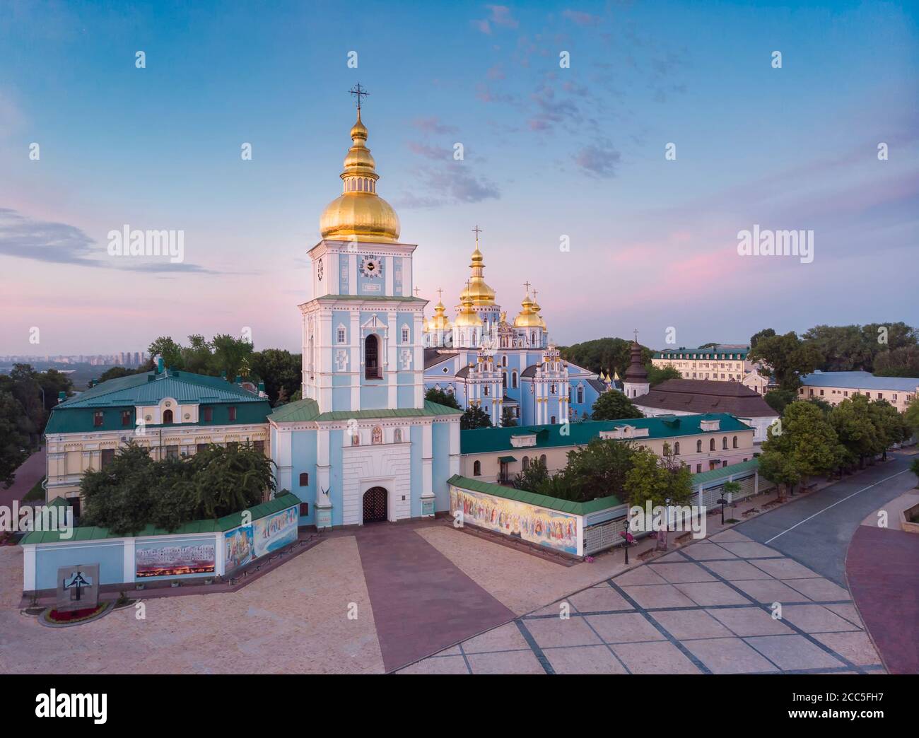 Aerial view of St. Michael's Golden-Domed Monastery in Kyiv, Ukraine Stock Photo