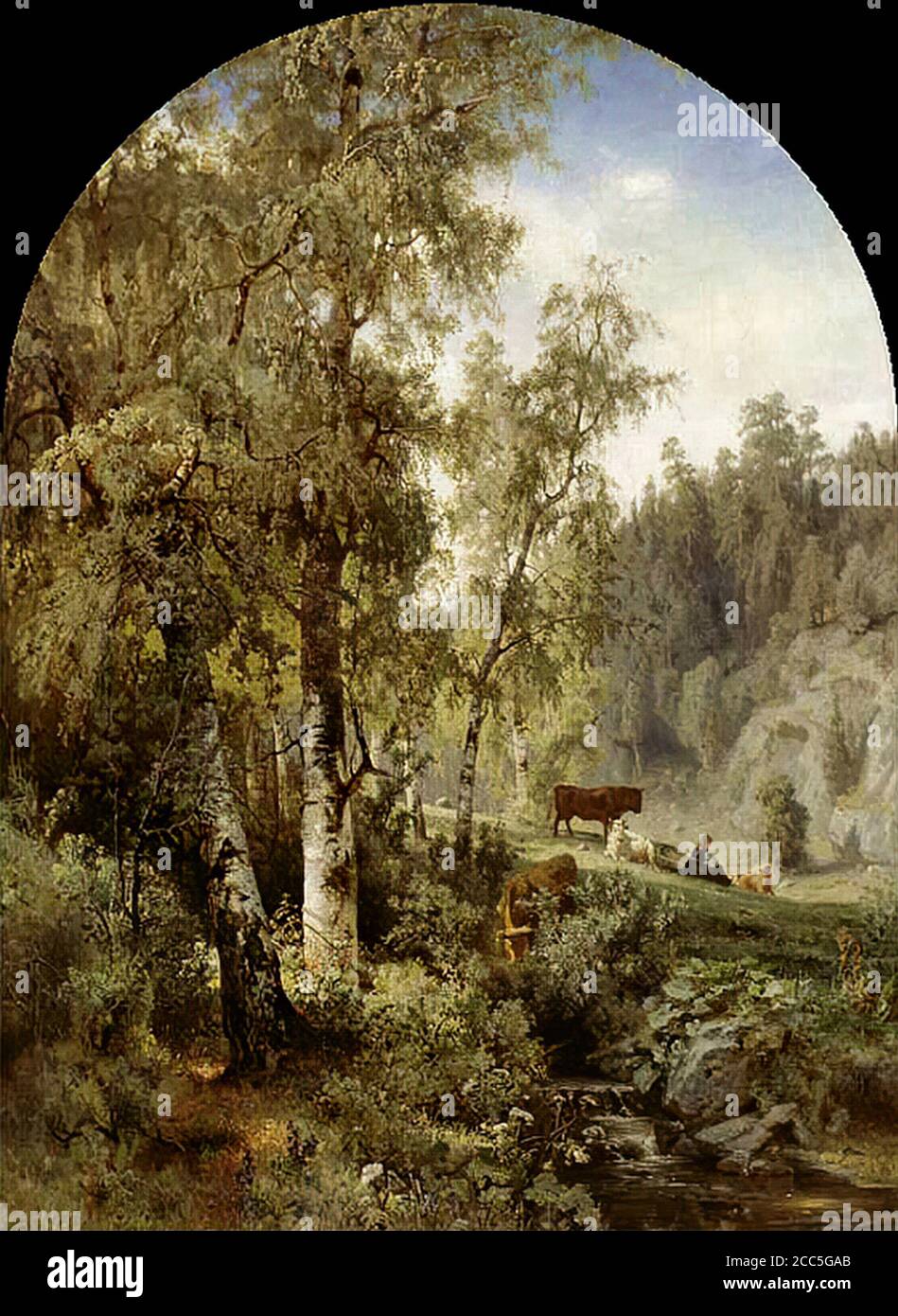 Holmberg Werner - Ideal Landscape - Finnish School - 19th  Century Stock Photo