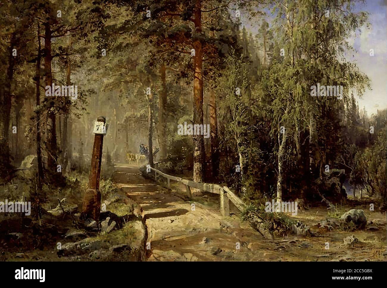 Holmberg Werner - Mail Road - Finnish School - 19th  Century Stock Photo