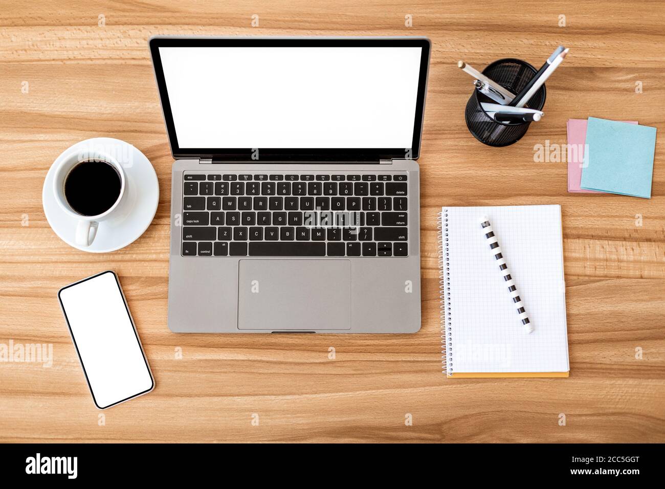 Phone flatlay laptop hi-res stock photography and images - Alamy