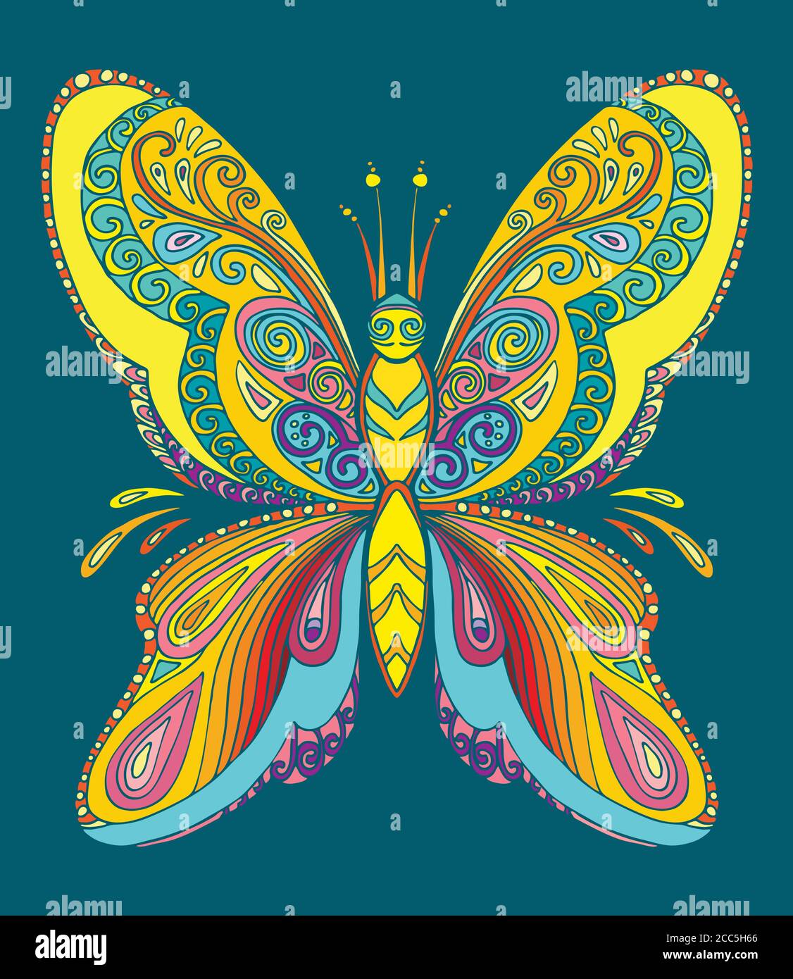 Download Butterfly Coloring Book For Adults Vector Illustration Isolated On Turquoise Anti Stress Coloring Tangle Style For Adult Coloring T Shirt Design Stock Vector Image Art Alamy