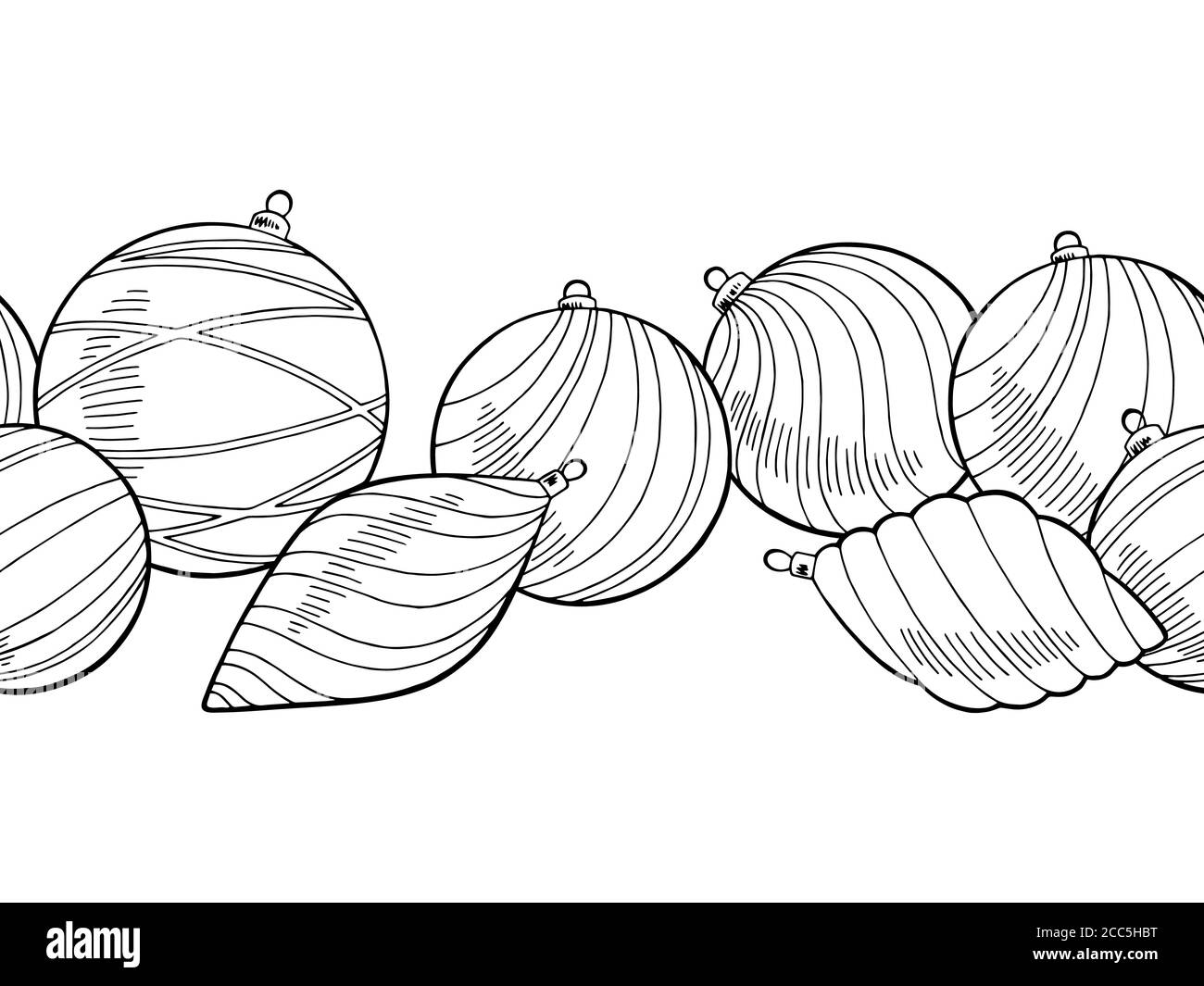 Christmas balls graphic new year black white seamless pattern ...