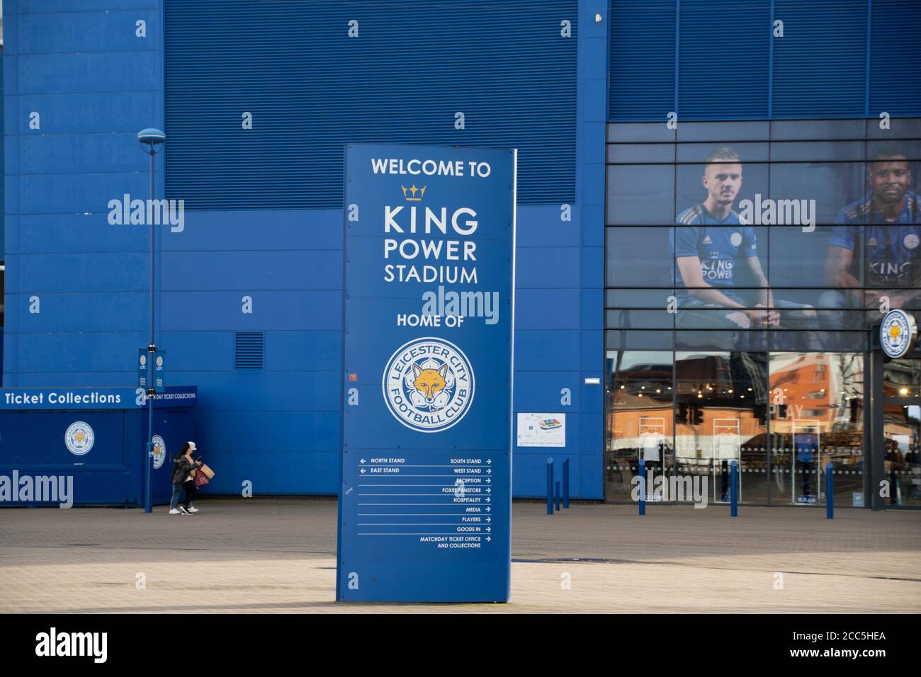Sign at the front of the King Power Stadium the home of Leicester City football club Stock Photo