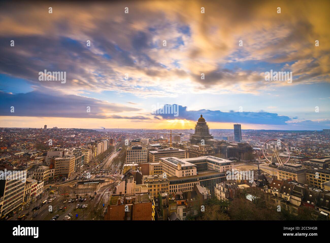 Brussels, Belgium cityscape at Palais de Justice during dusk. Stock Photo