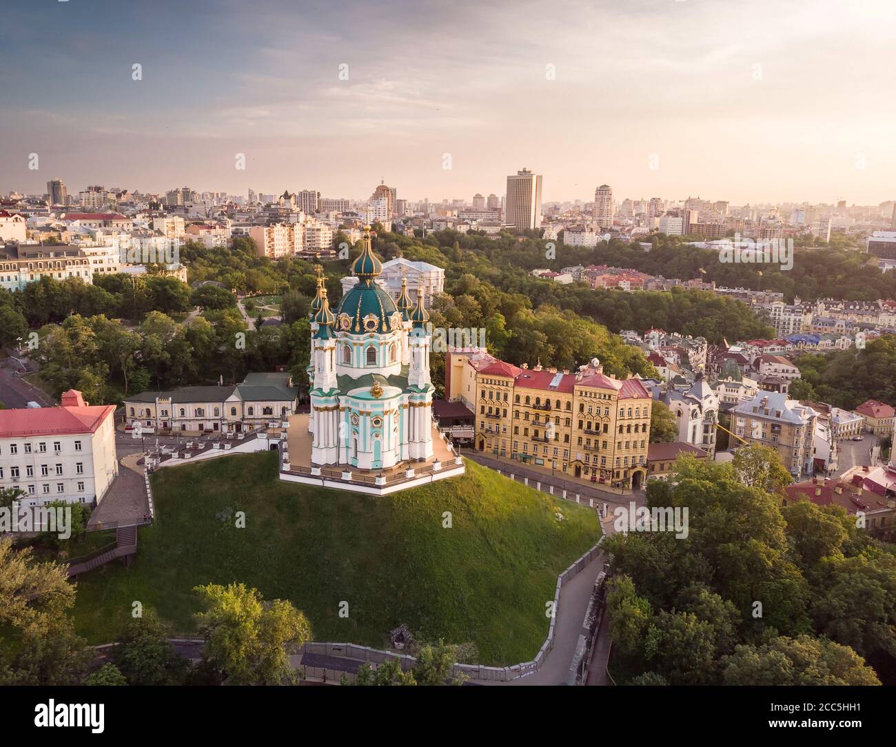 St Andrew's Church in Kyiv, Ukraine; the famous sightseeing in Kyiv; iconic place in Kyiv, Ukraine Stock Photo