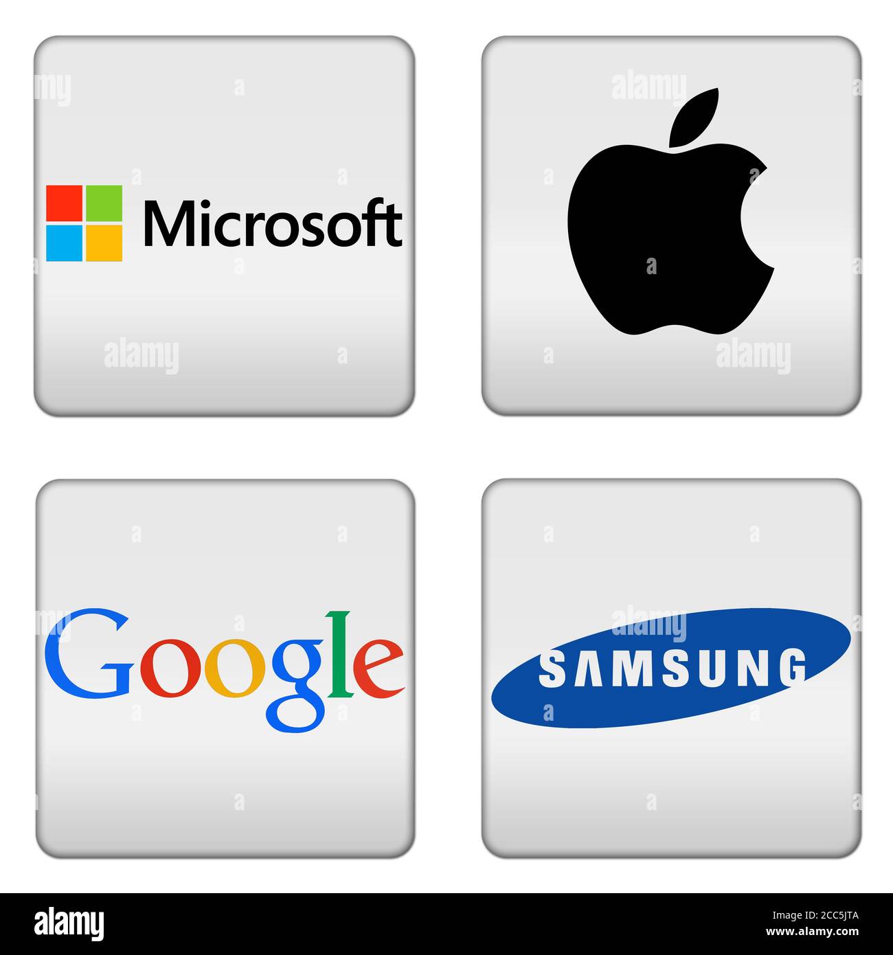 Microsoft Apple Google Samsung icon logo button Stock Photo