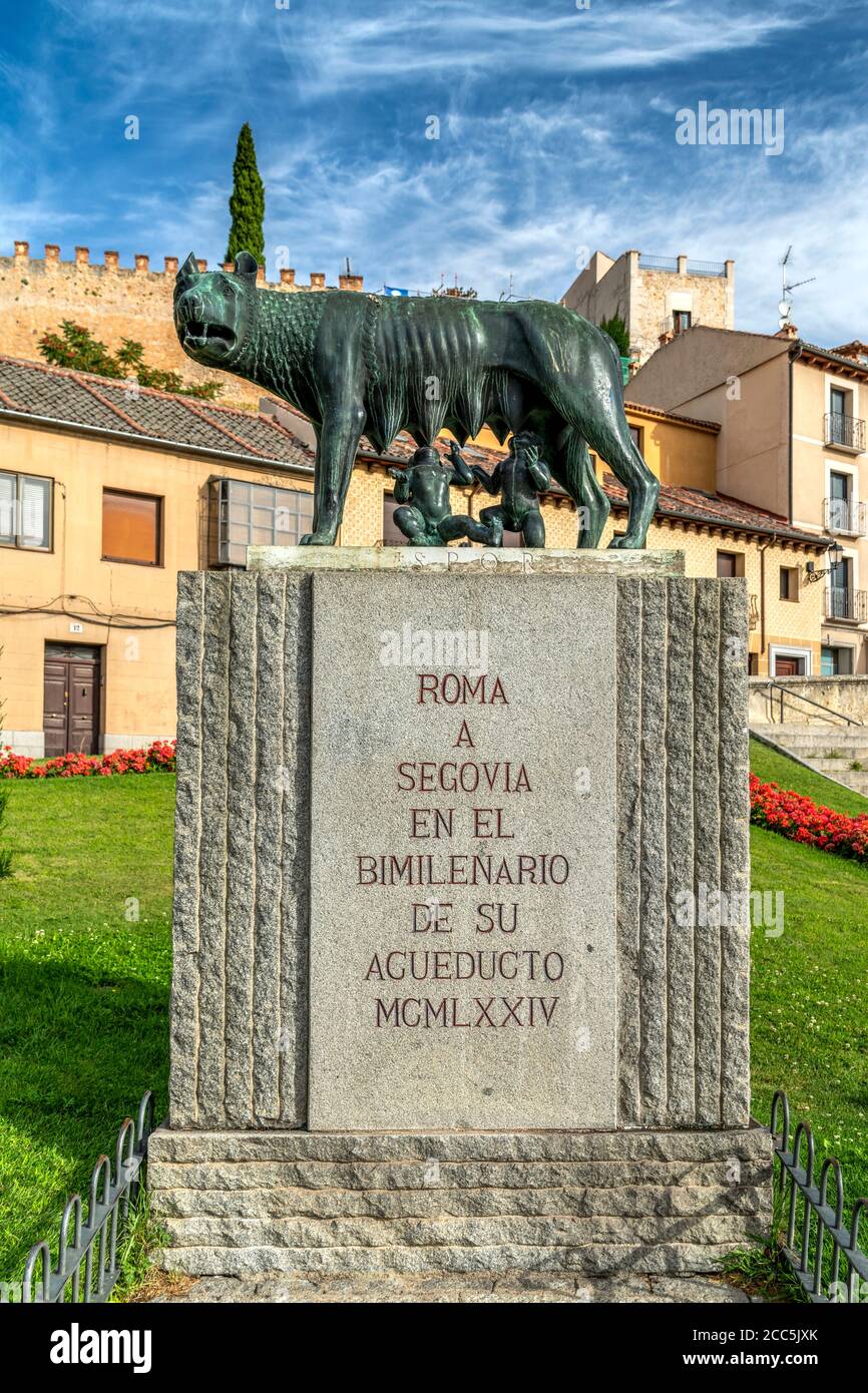 Capitoline Wolf statue, Segovia, Castile and Leon, Spain Stock Photo