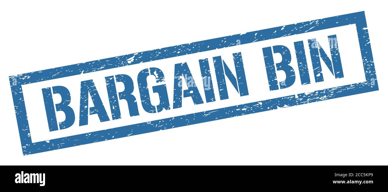 BARGAIN BIN blue grungy rectangle stamp sign. Stock Photo