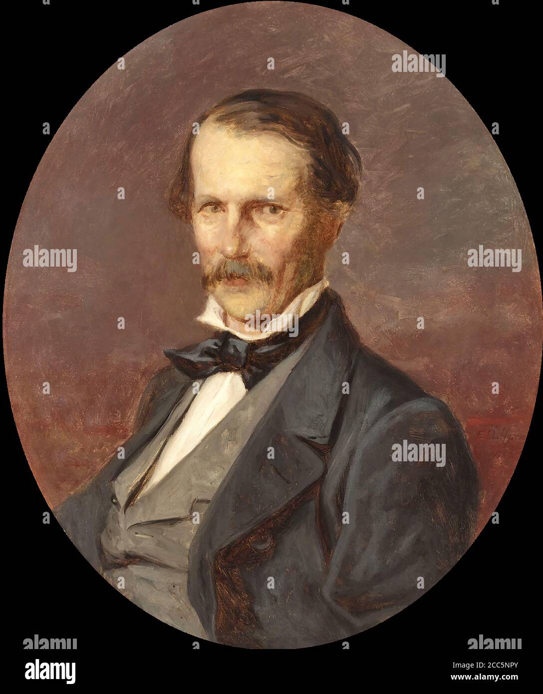Lofgren Erik Johan - Portrait of the Painter Magnus Von Wright - Finnish School - 19th  Century Stock Photo