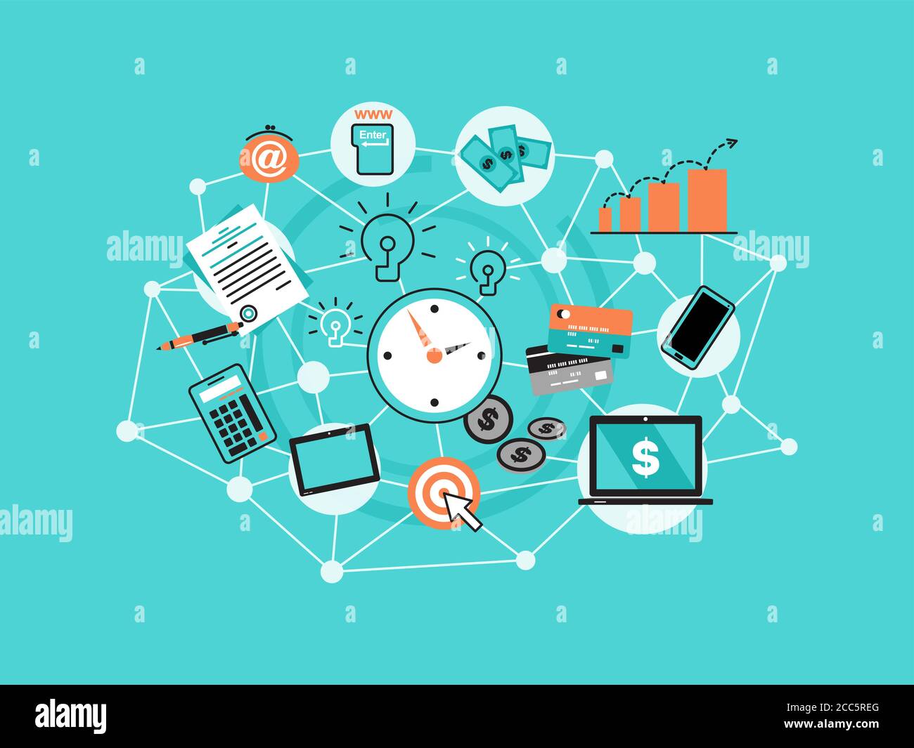 Modern flat thin line design vector illustration, infographic concept ...