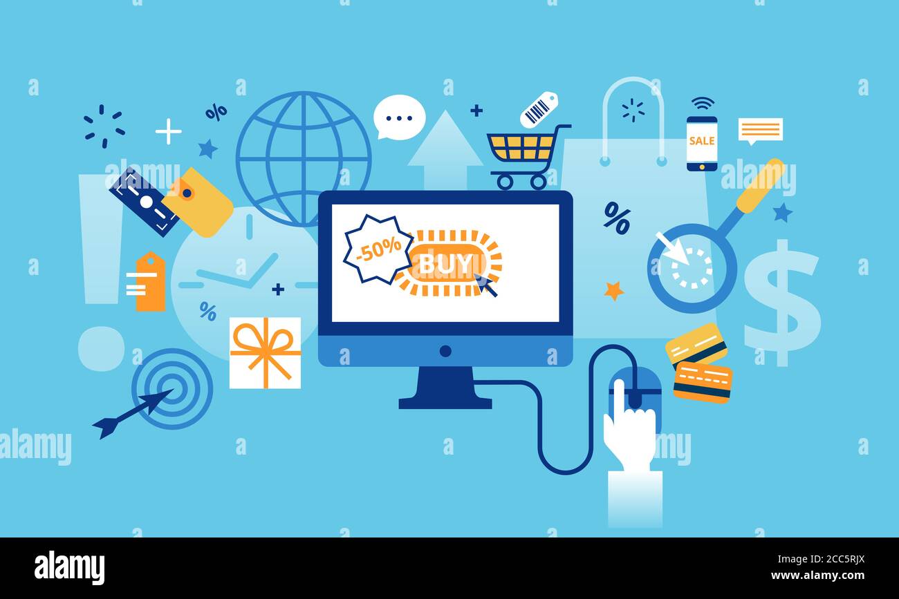 Modern flat thin line design vector illustration, concept of online ...