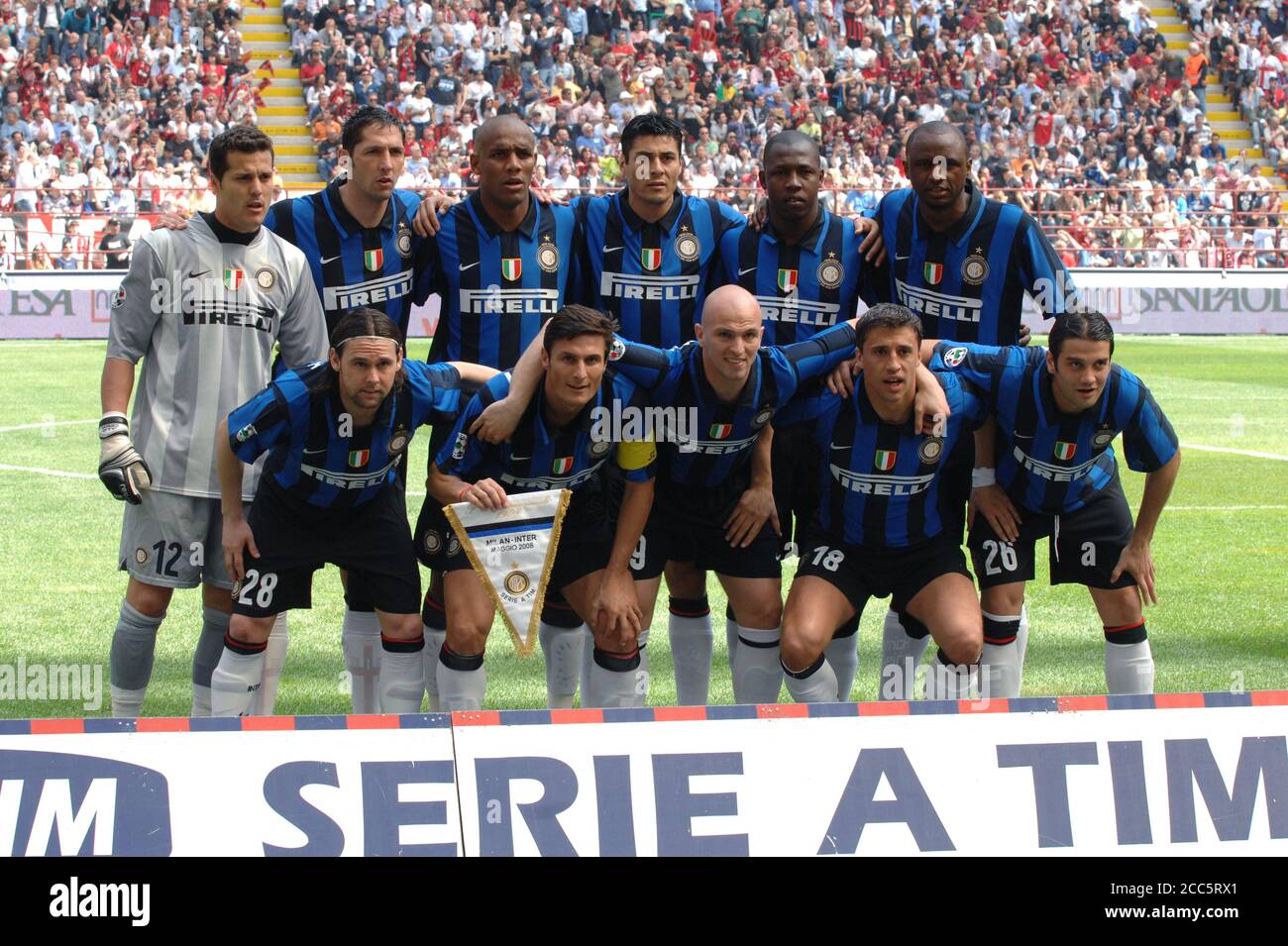 Milan Italy, 04 May 2008, "SAN SIRO" Stadium, Serious Football Championship  A 2007/2008, AC Milan - FC Inter : Inter players before the match Stock  Photo - Alamy