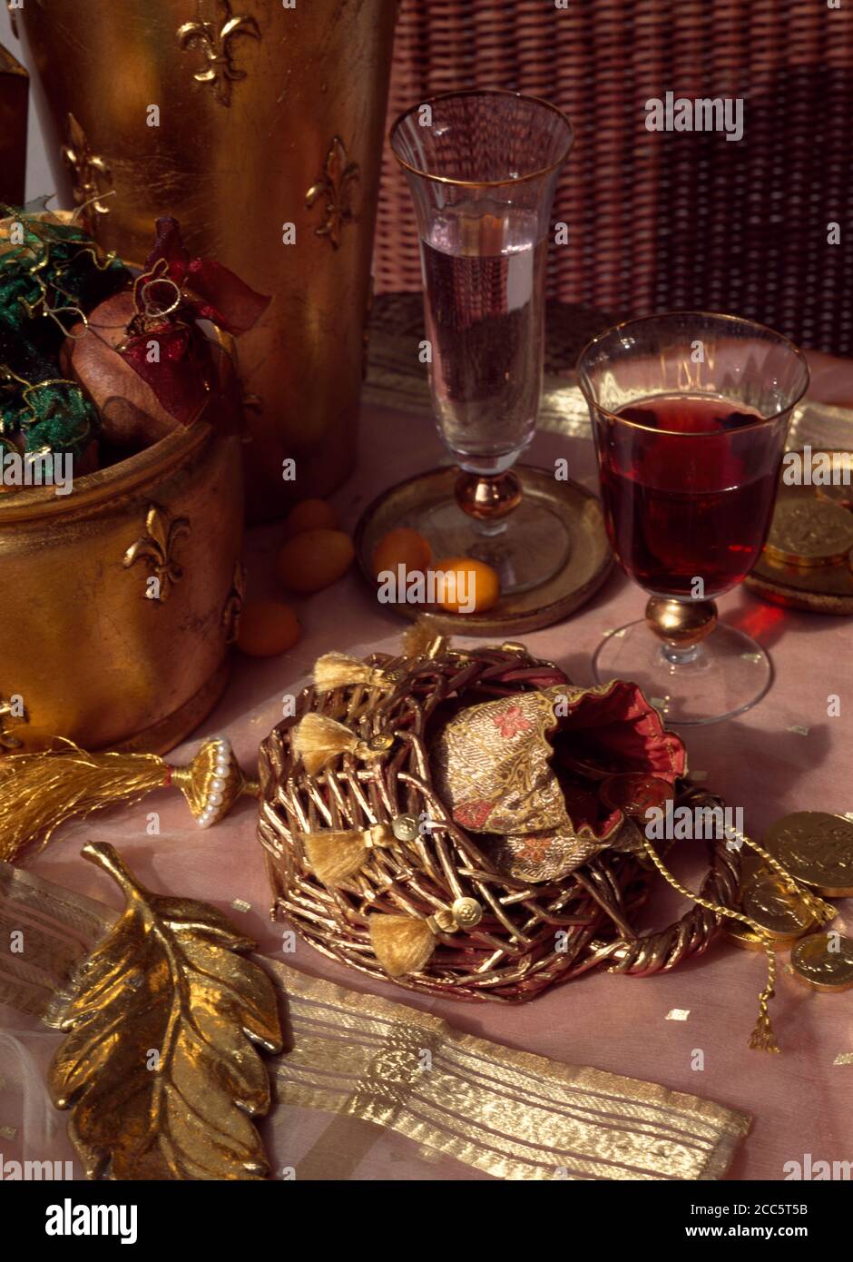 Materials for making Christmas decorations Stock Photo - Alamy