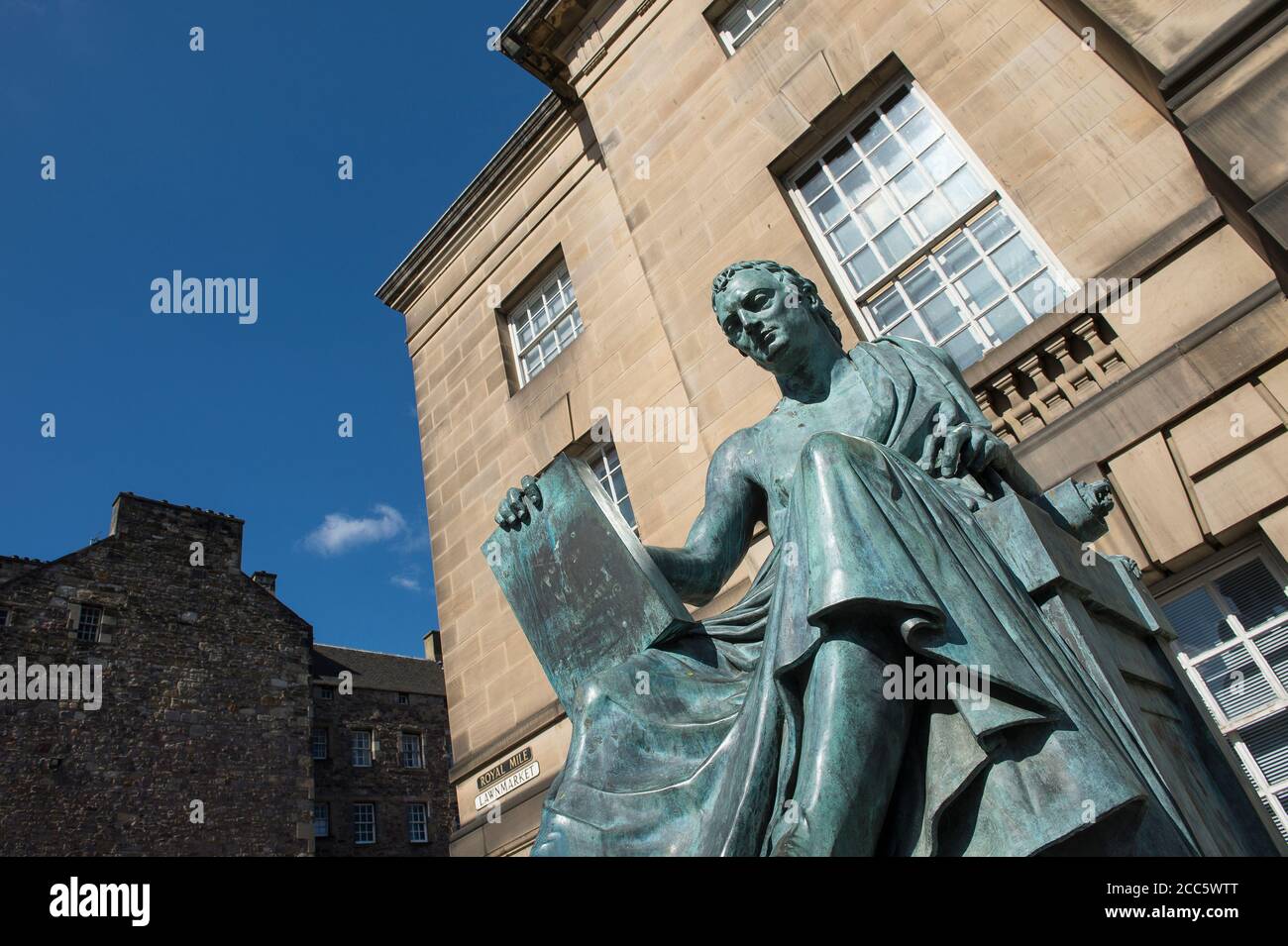 Statue of David Hume on the Royal Mile in the city of Edinburgh, Scotland. Stock Photo