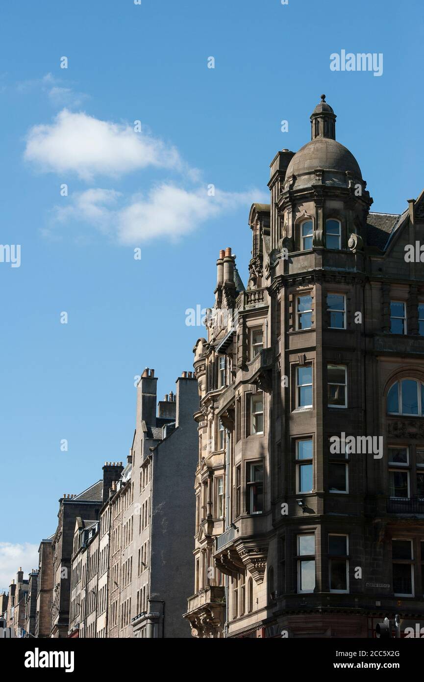 Beautiful buildings on the Royal Mile, City of Edinburgh, Scotland. Stock Photo