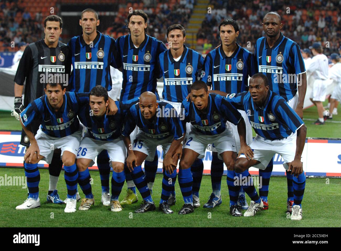 Milan  Italy, 19 August 2007, 'G.MEAZZA  ' Stadium,  Football Super Cup Trophy 2007,   FC Inter - AS Roma : The Inter players before the match Stock Photo