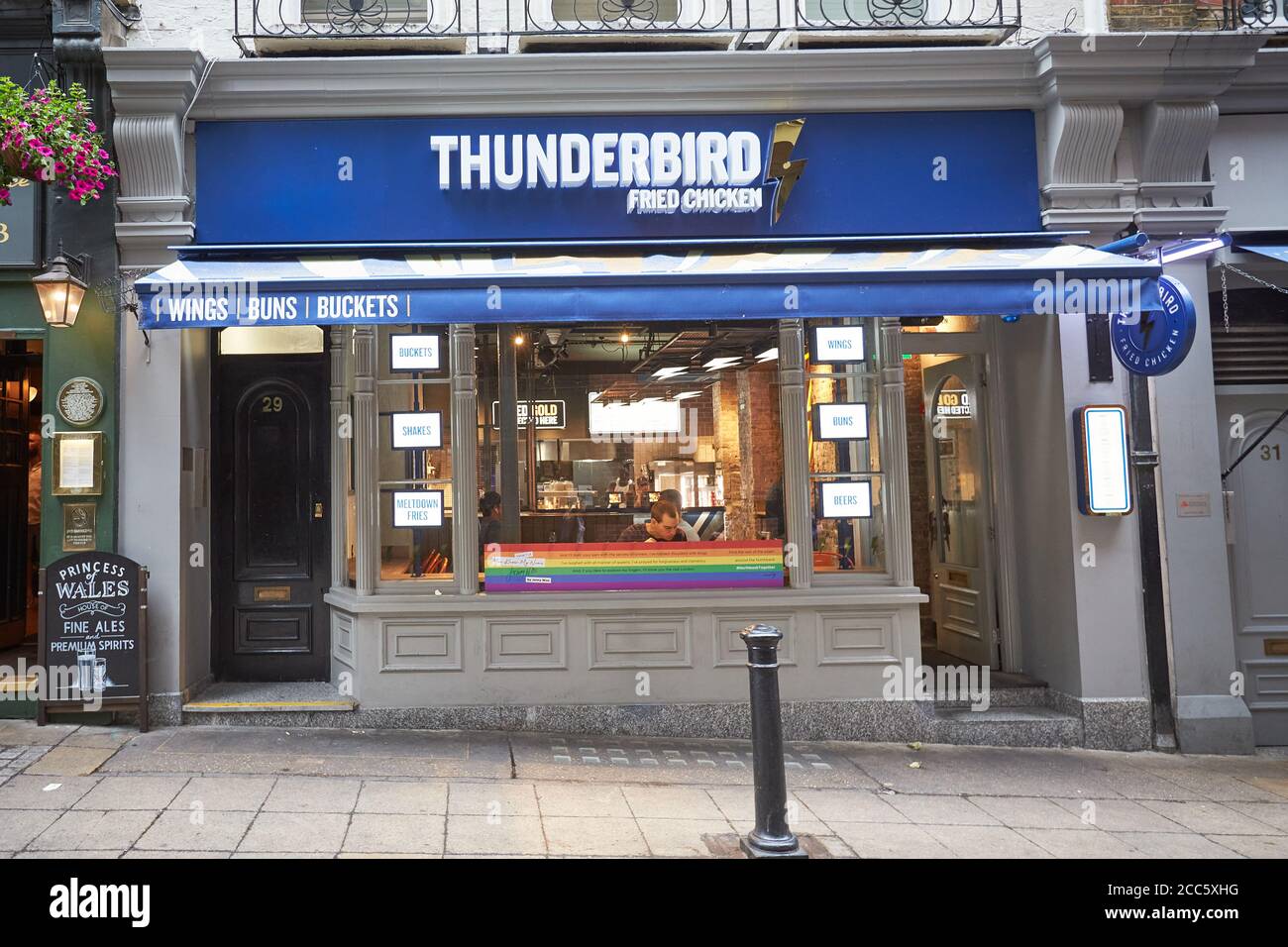 A branch of Thunderbird Fried Chicken in Villiers Street near Charing Cross. Stock Photo