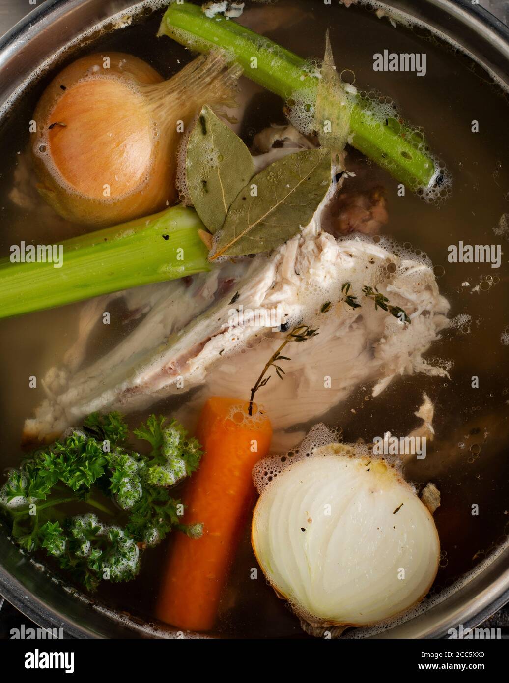 Chicken stock cooking Stock Photo - Alamy