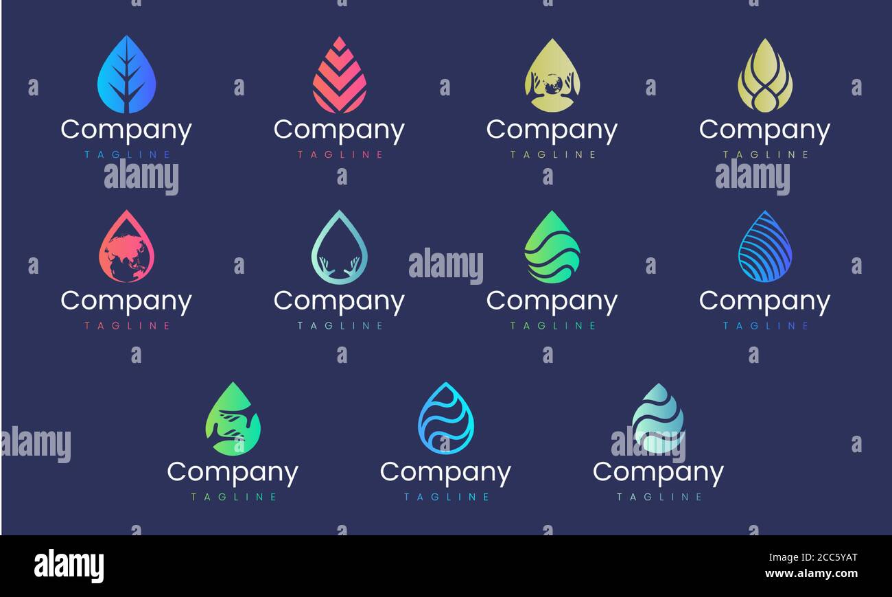 Water Drop Shape Abstract Logo Design Template Set Of Graphic Elements Suitable For Any Business Brand That Represents Nature Stock Vector Image Art Alamy