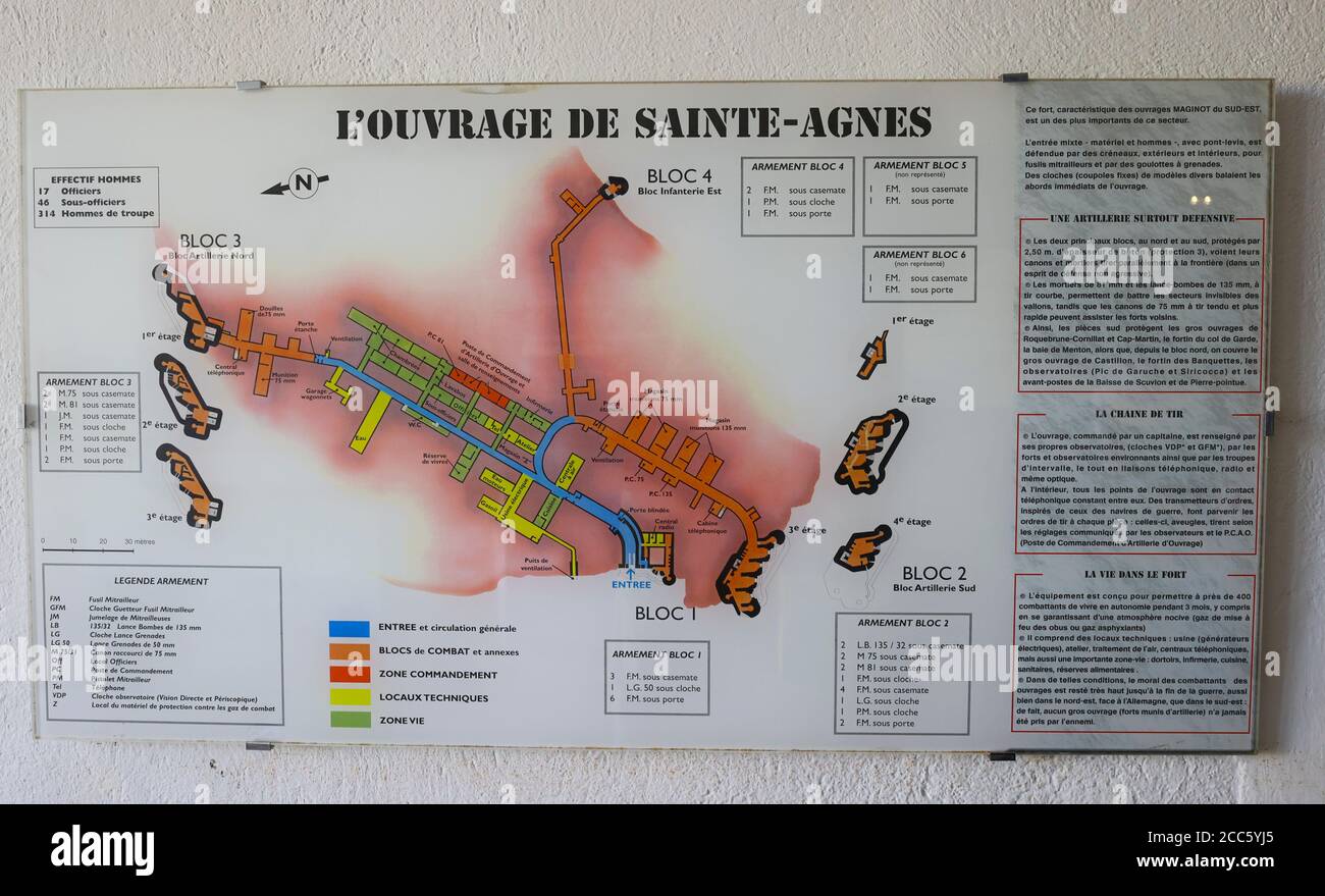 Sainte-Agnes, France - August 19, 2020: The Fortress in St. Agnes of the Maginot Line. Linie, Weltkrieg, World War II, 2, , WW2, WWII, Guerre, Bunker, Fort, Festung, Two, Museum, Fortresse, mondiale, Krieg, | usage worldwide Stock Photo