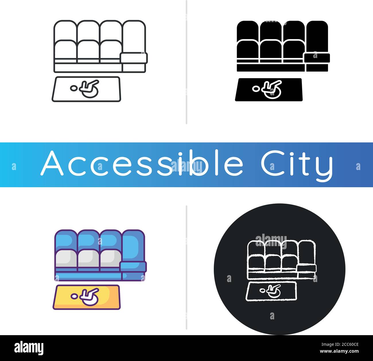 Accessible seating icon Stock Vector