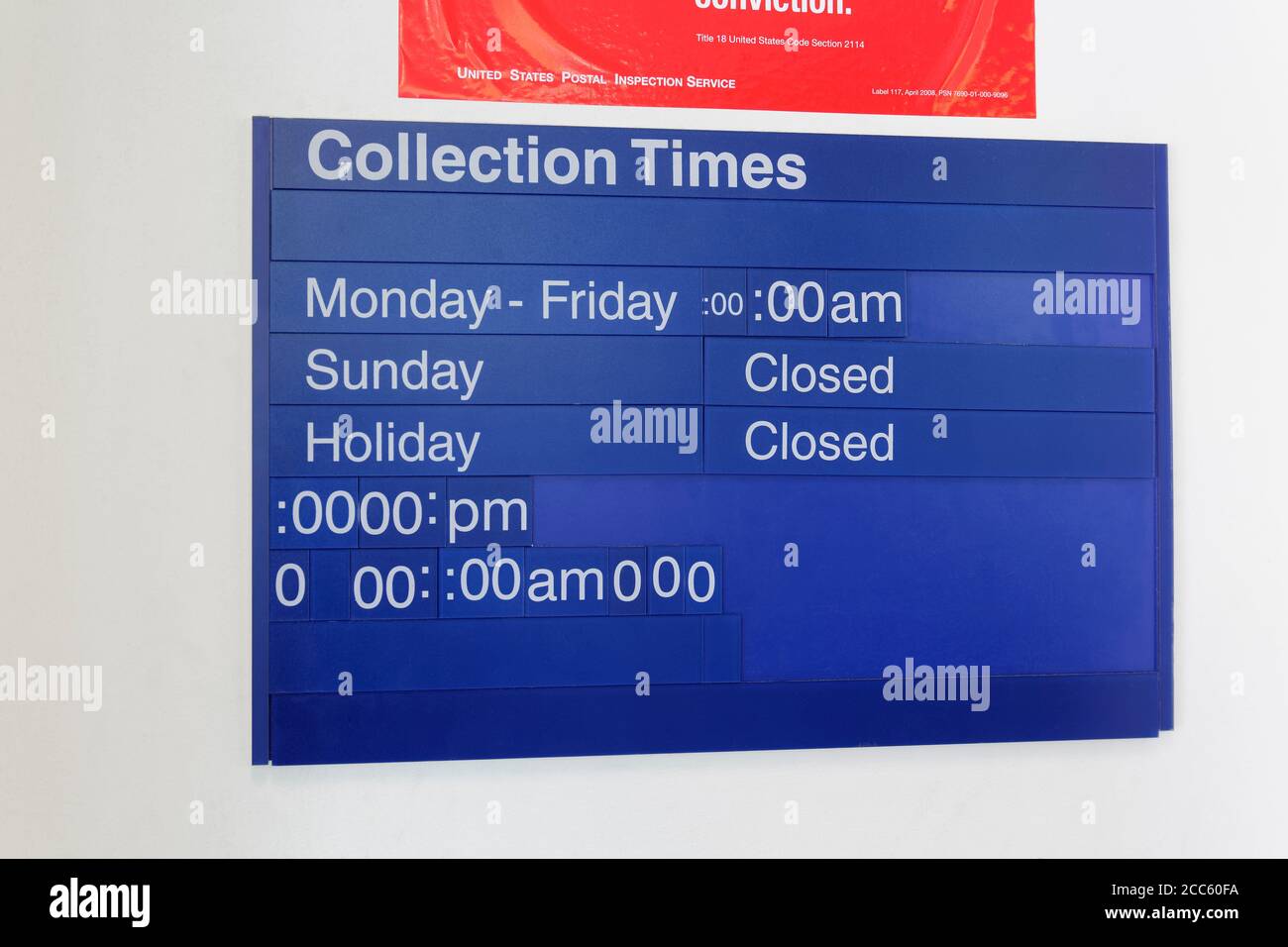 USPS Operating Hours Stock Photo