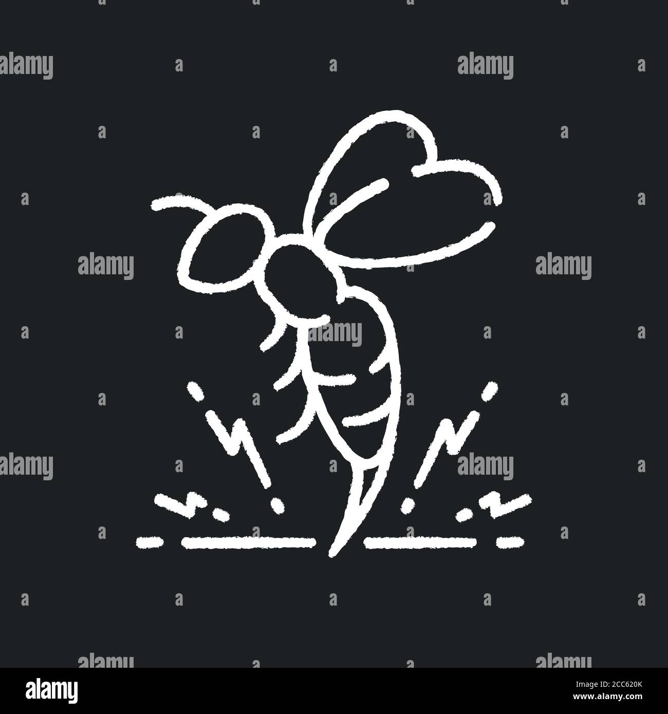 Bee venom chalk white icon on black background Stock Vector