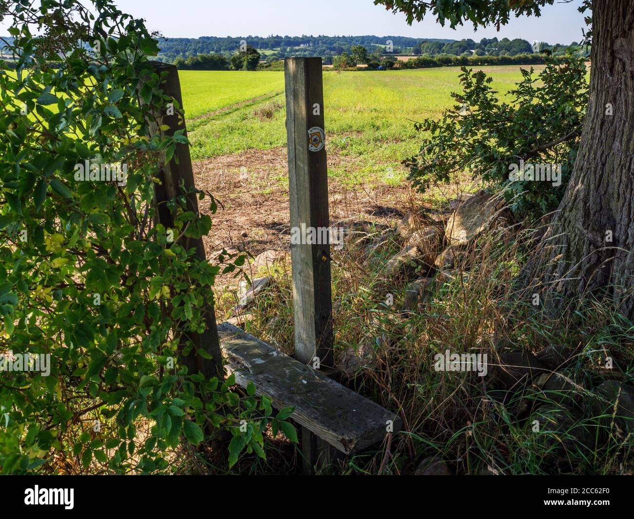 A stile on the Harrogate Ringway recreational route near Forest Moor between Harrogate and Knaresborough North Yorkshire England Stock Photo
