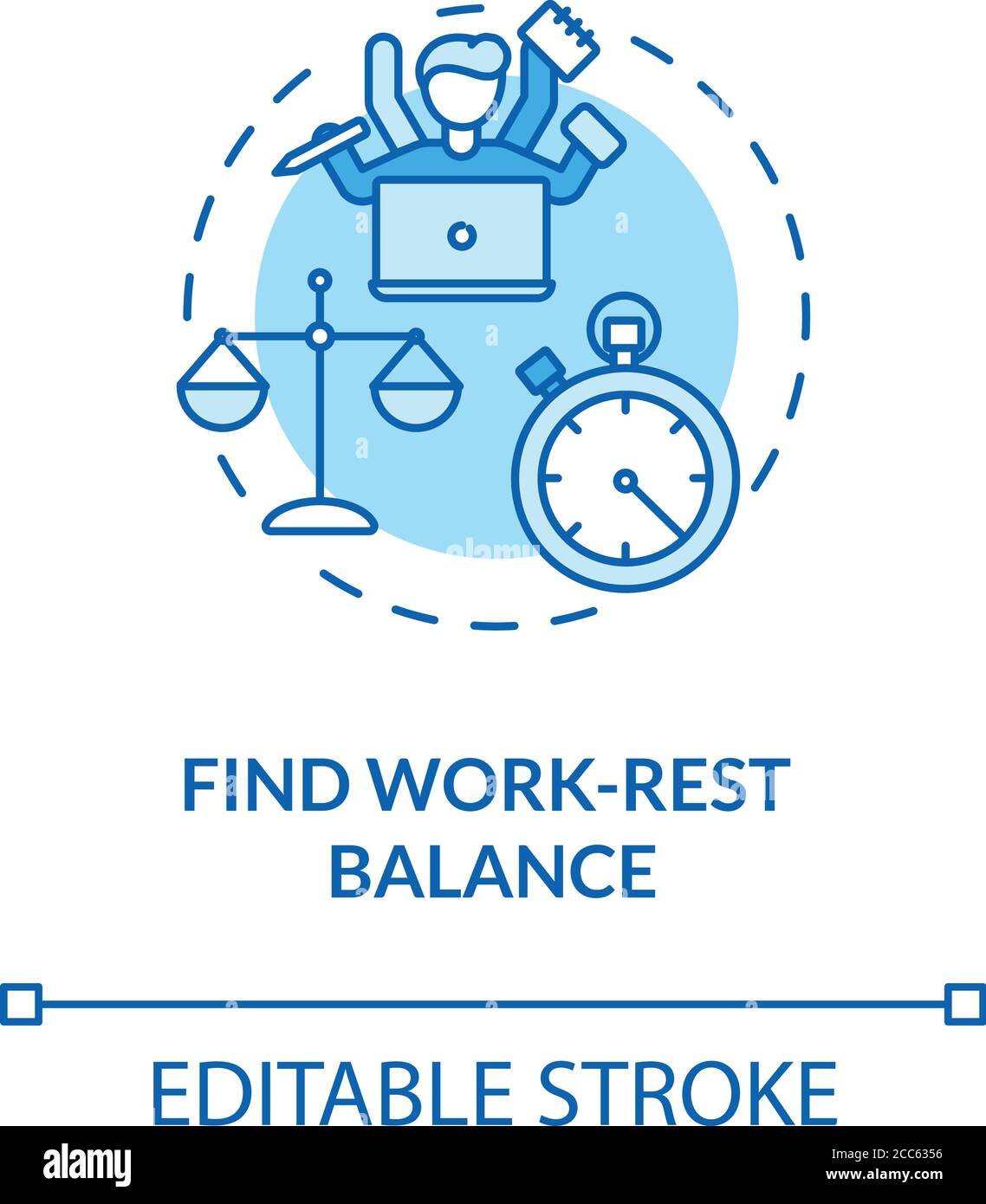 Find work rest balance turquoise concept icon Stock Vector