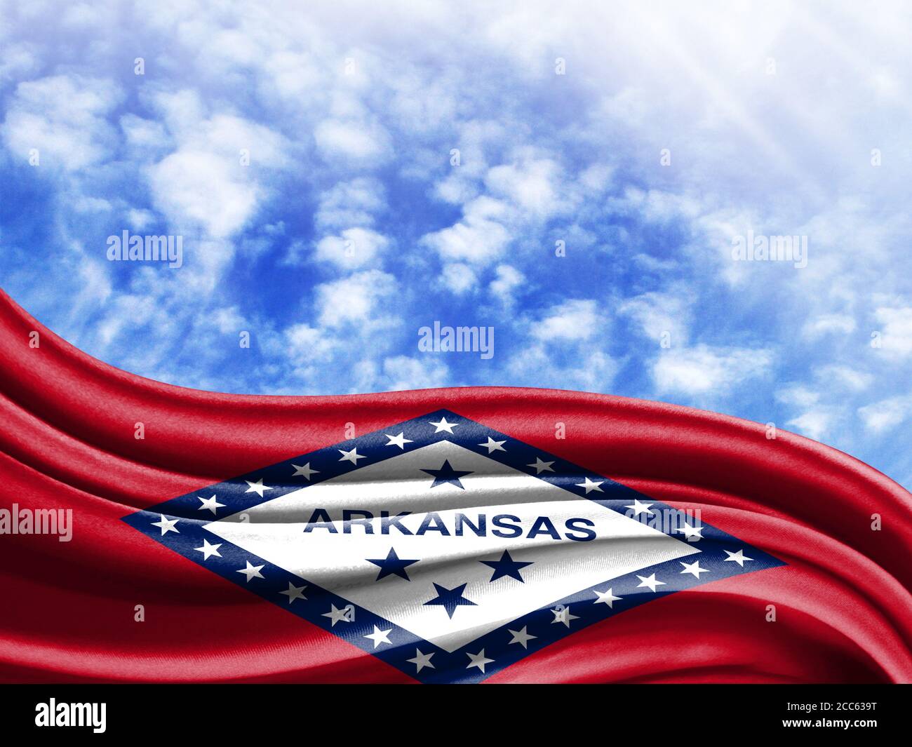 State of Arkansas flag against the sky, with place for text Stock Photo ...