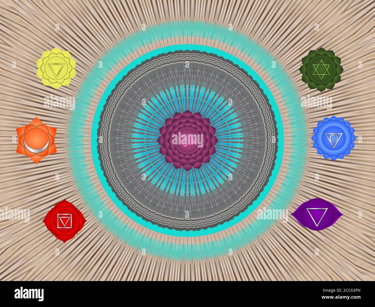 Spiritual background for meditation with chakras, life tree, buddha ...
