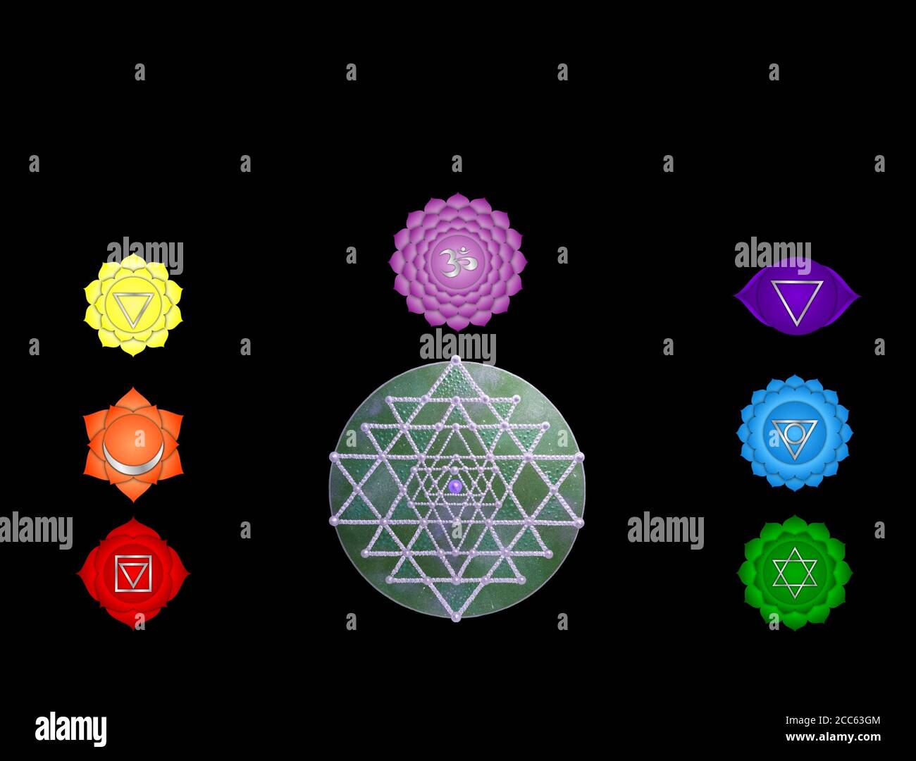 Spiritual background for meditation with chakras, life tree, buddha ...