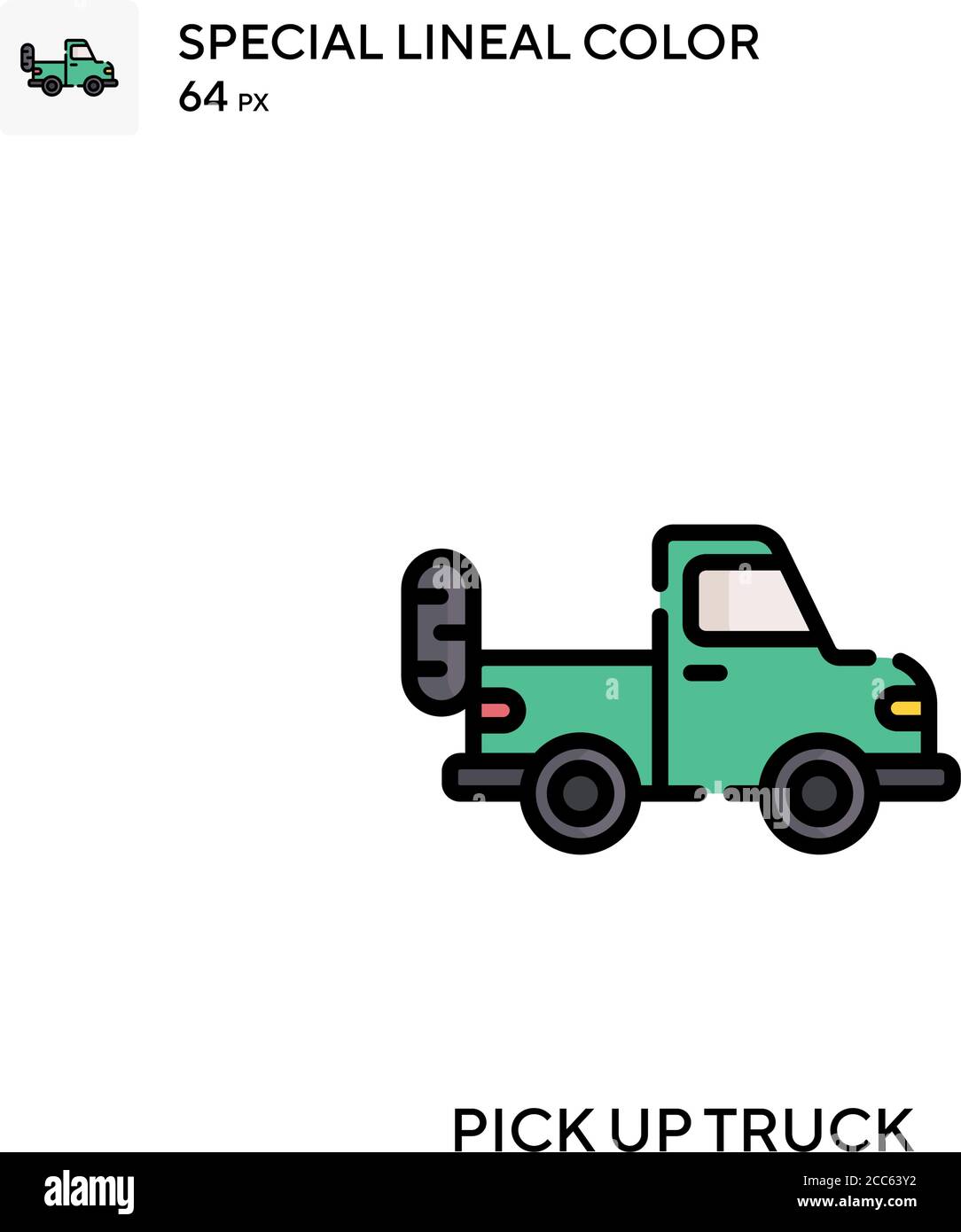 Pick up truck soecial lineal color vector icon. Illustration symbol design template for web mobile UI element. Stock Vector