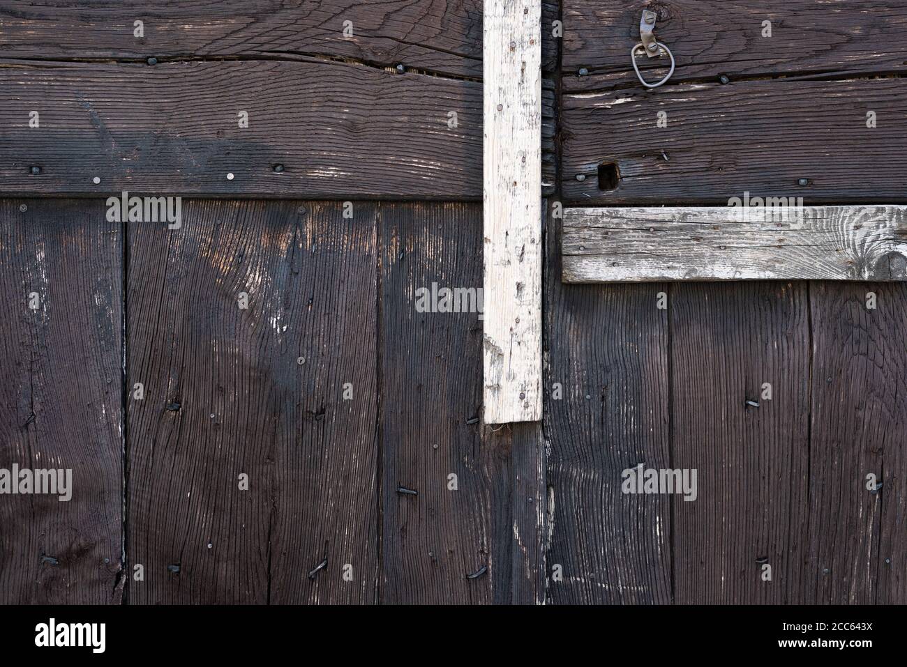 Wooden abstract background. Old door surface closeup image. Stock Photo