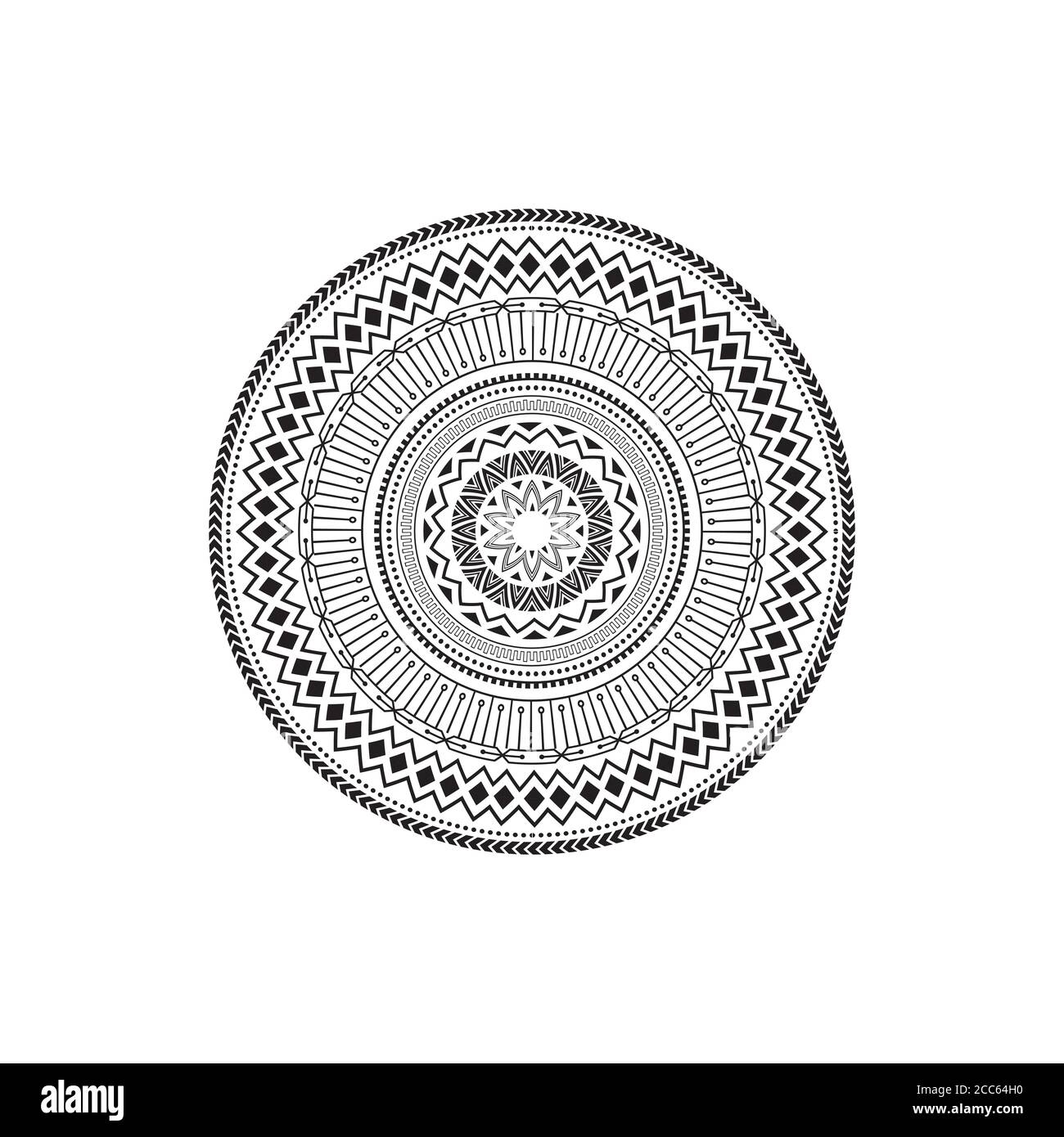 Circular pattern in form of mandala for Henna, Mehndi, tattoo, decoration. Decorative ornament Stock Vector