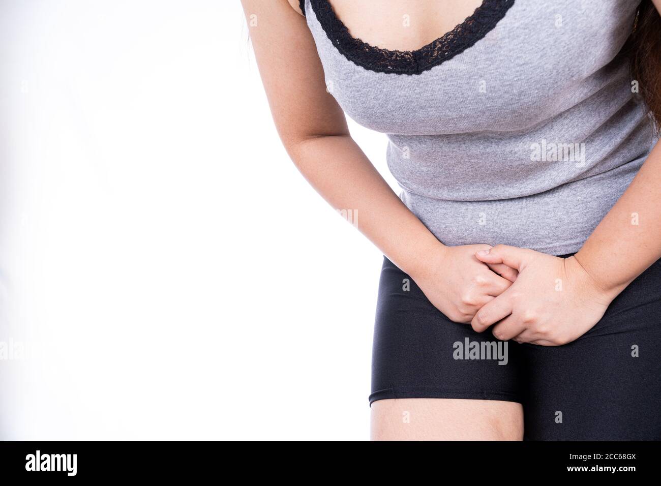 Close Woman Hands Holding Her Crotch Stock Photo 234591922
