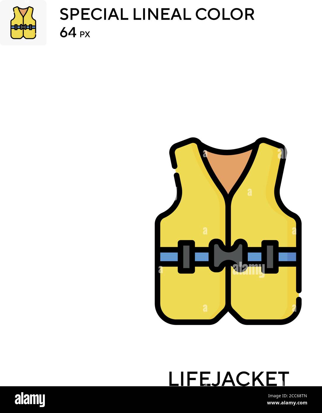 Lifejacket soecial lineal color vector icon. Illustration symbol design template for web mobile UI element. Stock Vector